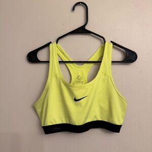 Nike Women's Neon Yellow and Black Sports Bra